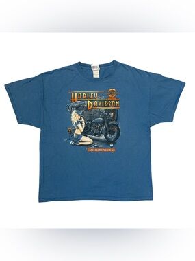 2013 Harley-Davidson Palm Springs Pin Up Graphic T-Shirt Blue XL